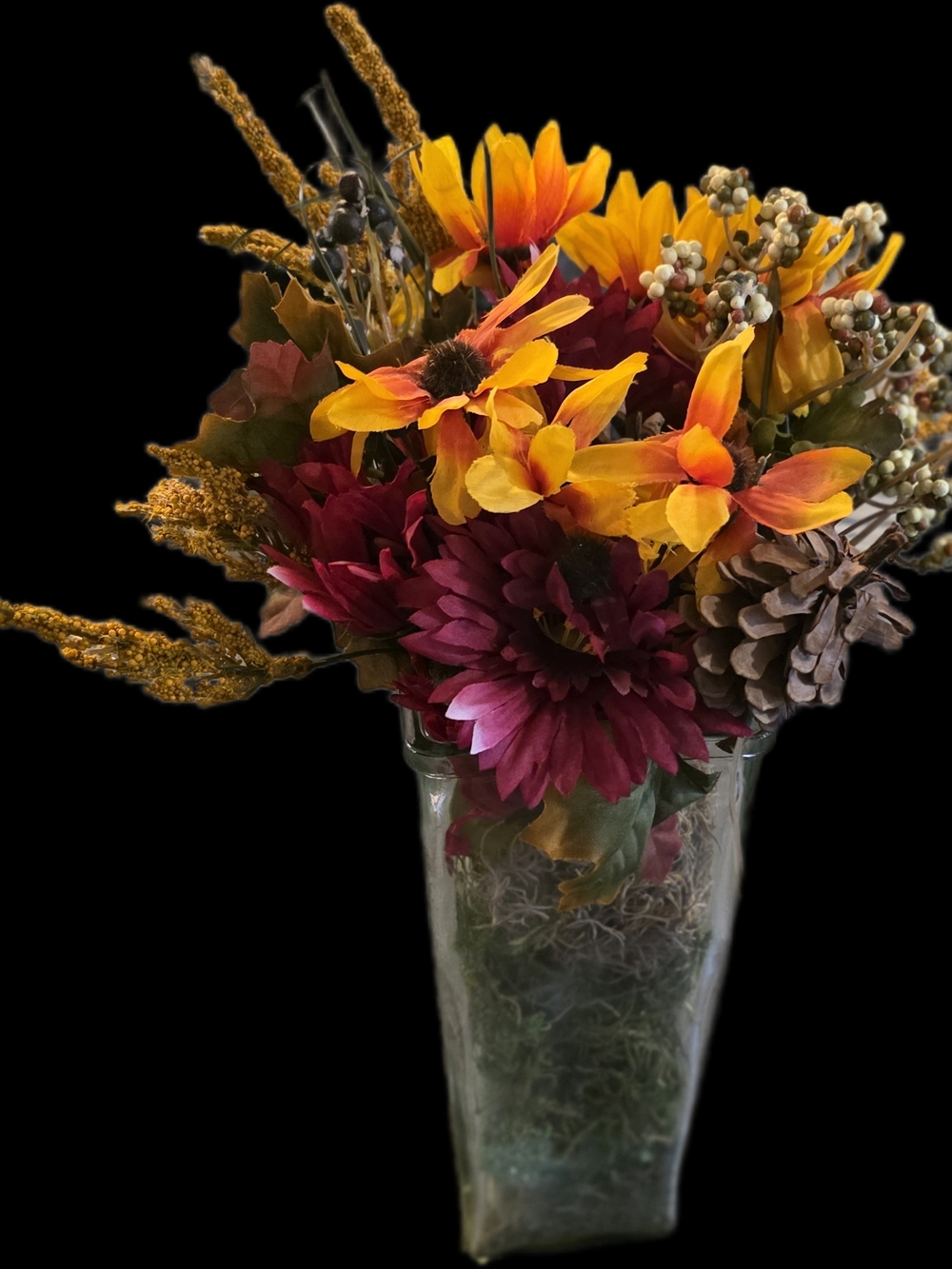 Autumn Harvest Faux Floral Arrangement - Yellow & Burgundy